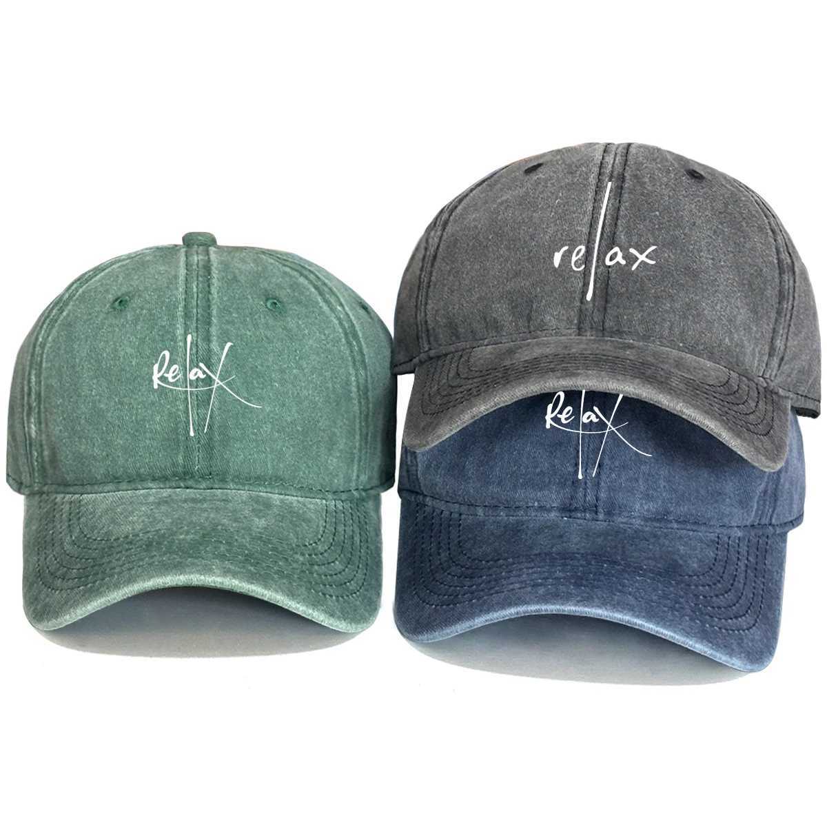 Washed Cotton Snapback Baseball Hat Artistic Text Relax Snapback Hat Retro Raw Brim AdjustableBaseball Caps One Size Fits All X250704