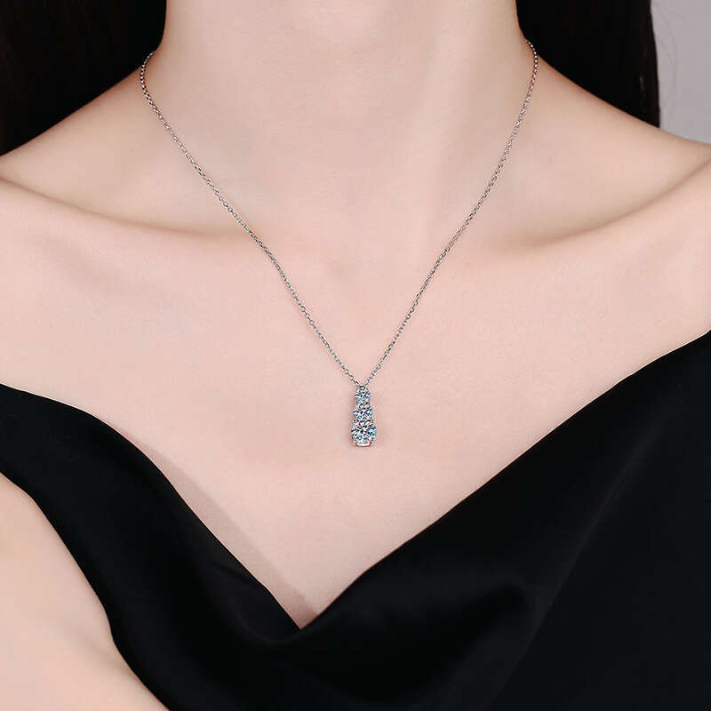 S925 Pure S925ier Three Life S925toneS925 Light 1.8 caratS925 Pendant for Women D Color MoiS925S925anite Dia Necklace afb