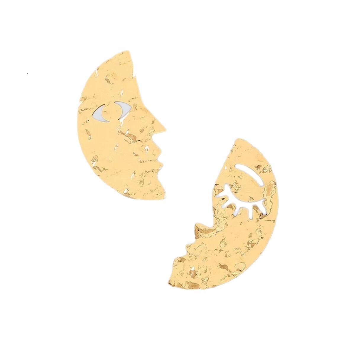 New Moon Face Expression Metal Earrings Fashion Creative Design Sense Stylish Street Style Women's Ear Jewelry