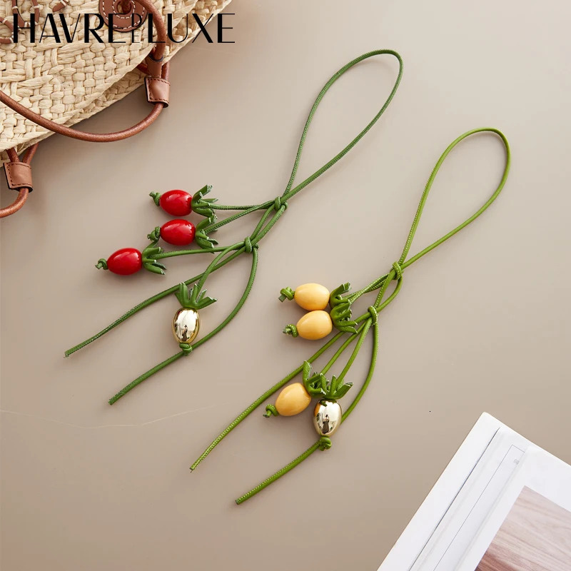 Cowhide tomato string bag charm exquisite pendant woman all-match cute backpack pendant bag accessories 250703