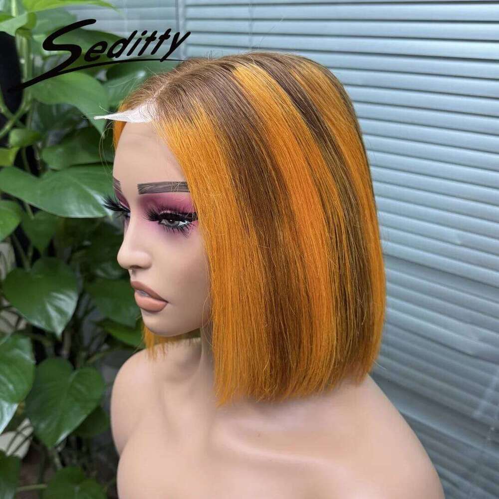 250% Density 2X6 Transparent Lace Closure Highlight Color Double Straight Human Hair Wig For Black Women
