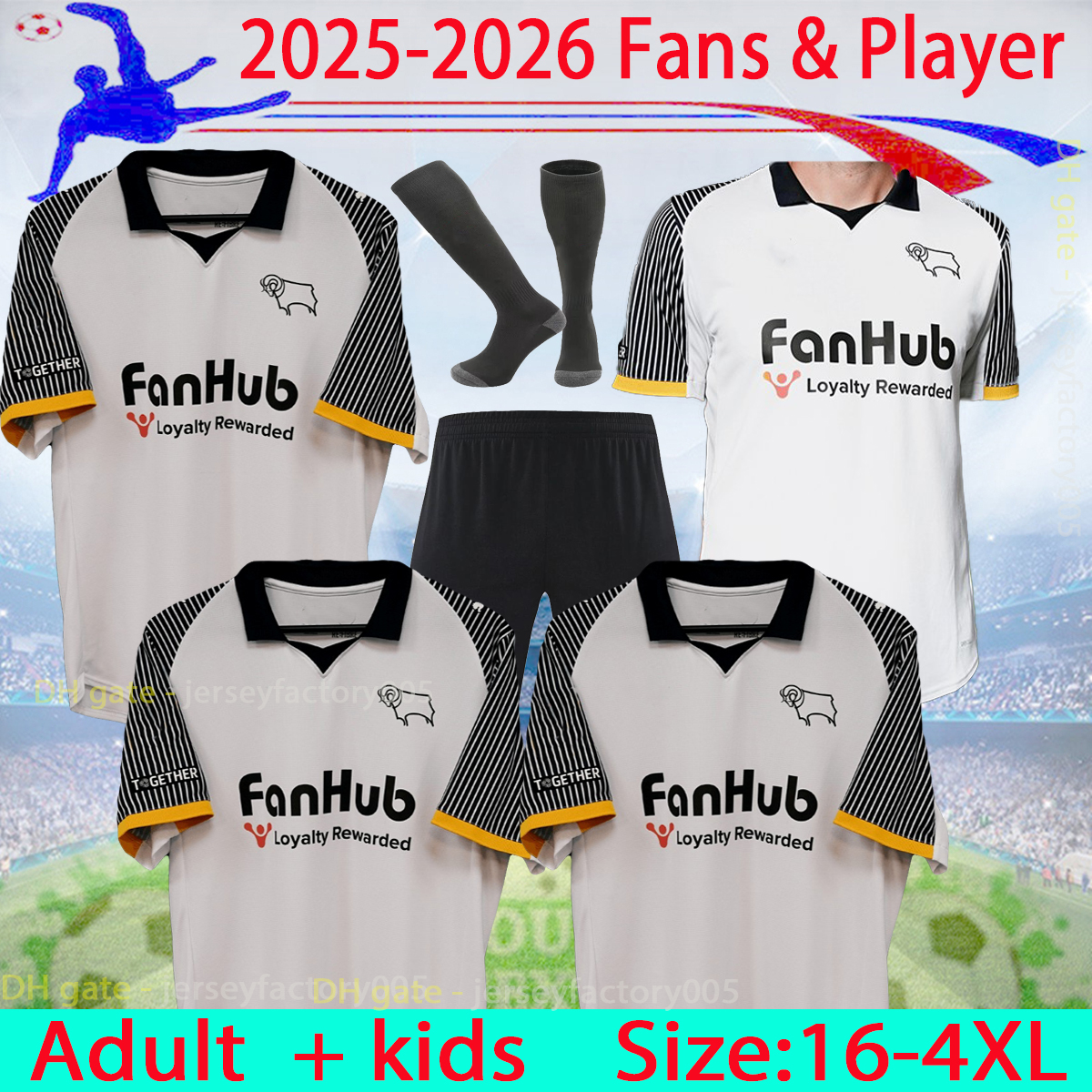 Mens and kids 25 26 Derbys Derby County Soccer jersey home football jerseys 16-XXL kit shirt