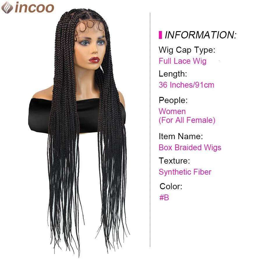 Synthetic Heart Box Briaded Full Braiding Knotless Cornrows Braids Wig For Black Women Goddess 360 Lace Front Wigs