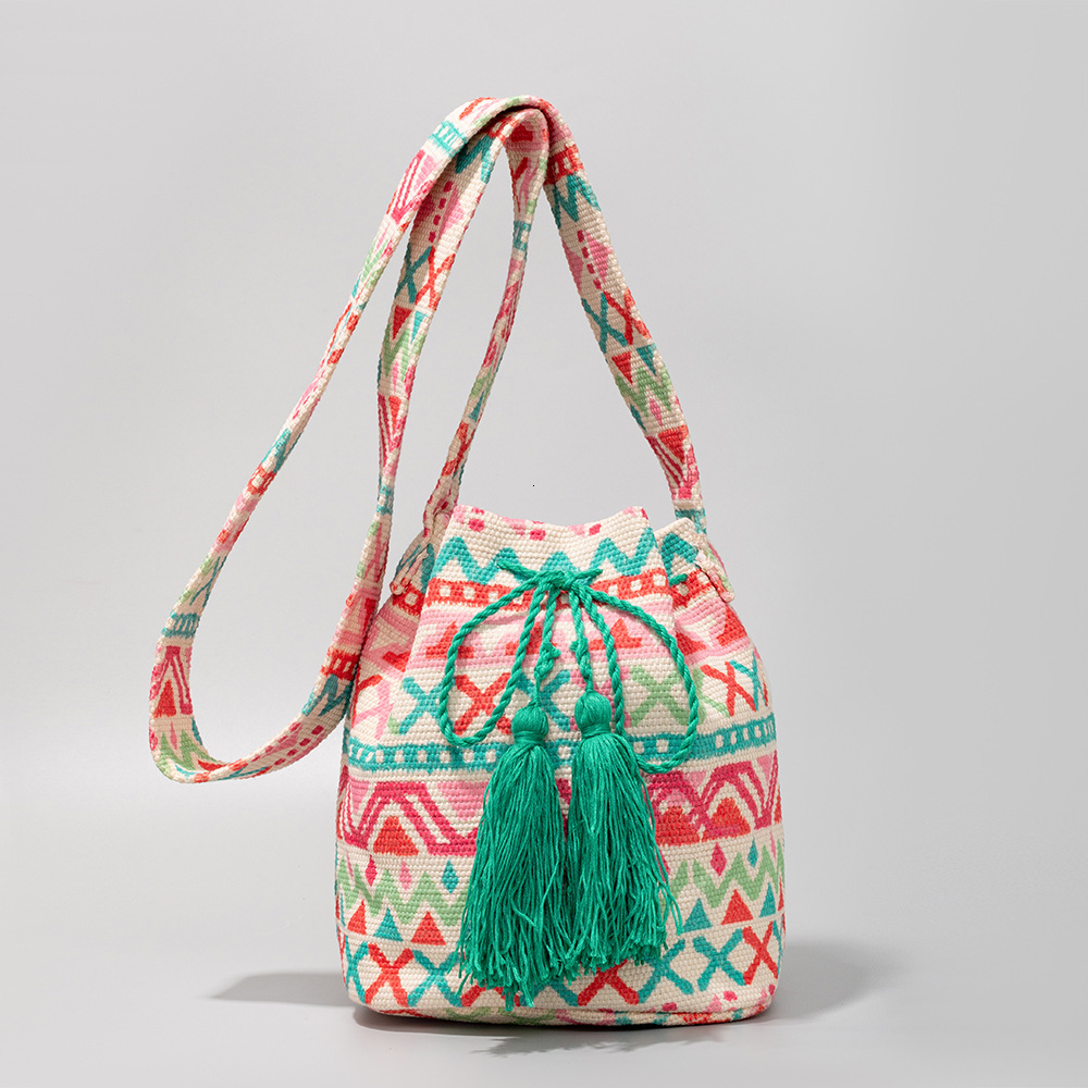 Free Shipping Designer Bucket Bag Bohemian Ethnic Style Women's Canvas Bag Printed New Canvas Commuting Bag