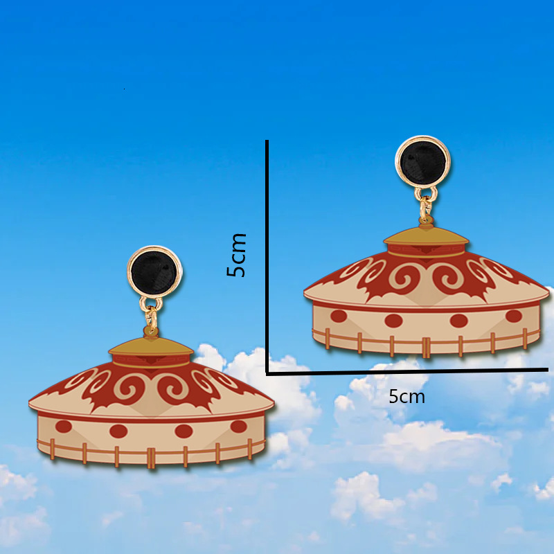 1 Cartoon Creative Mongolian Yurt Earrings Personality Versatile Trendy Accessories