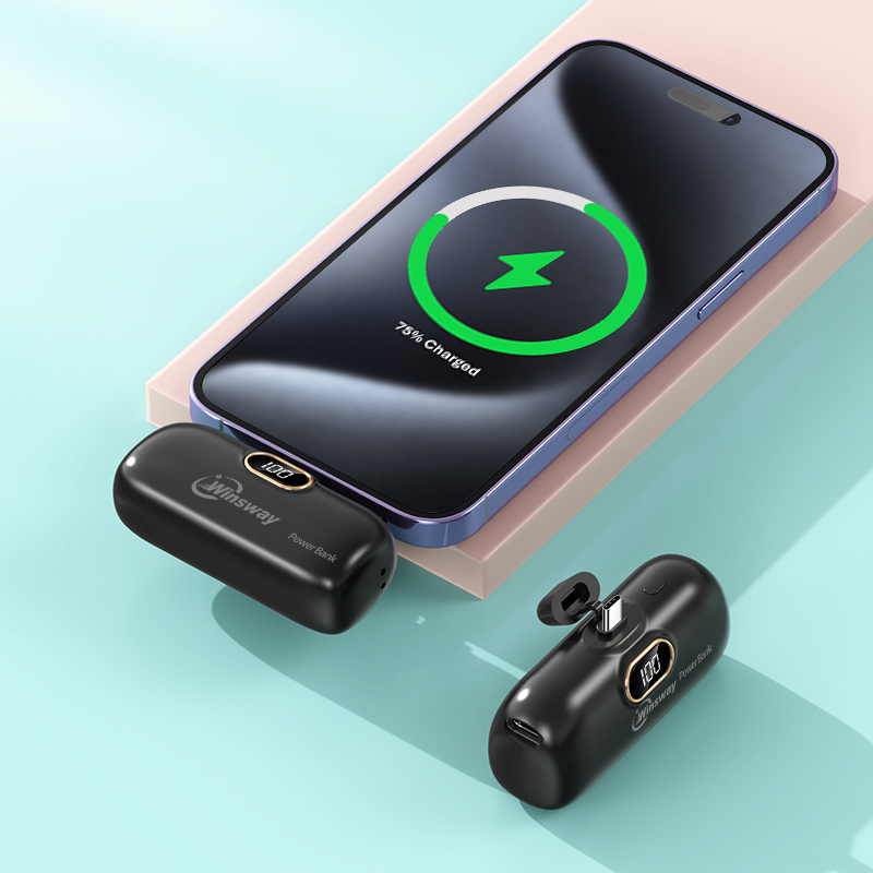 Winsway 5000mAh Mini Portable Power Bank Capsule Mobile Power Supply Emergency External Battery Fast Charger For iPhone 15/16