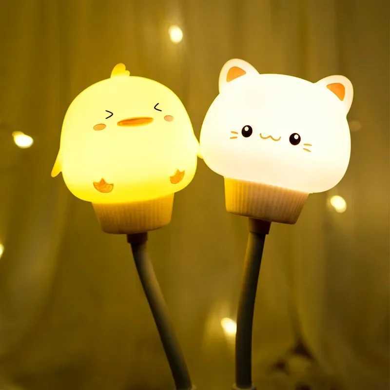 USB Night Light LED Cute Cartoon Night Lamp Bear Chick Kitten Remote Control for Baby Kid Bedroom Decoration Bedside LampXJ250703