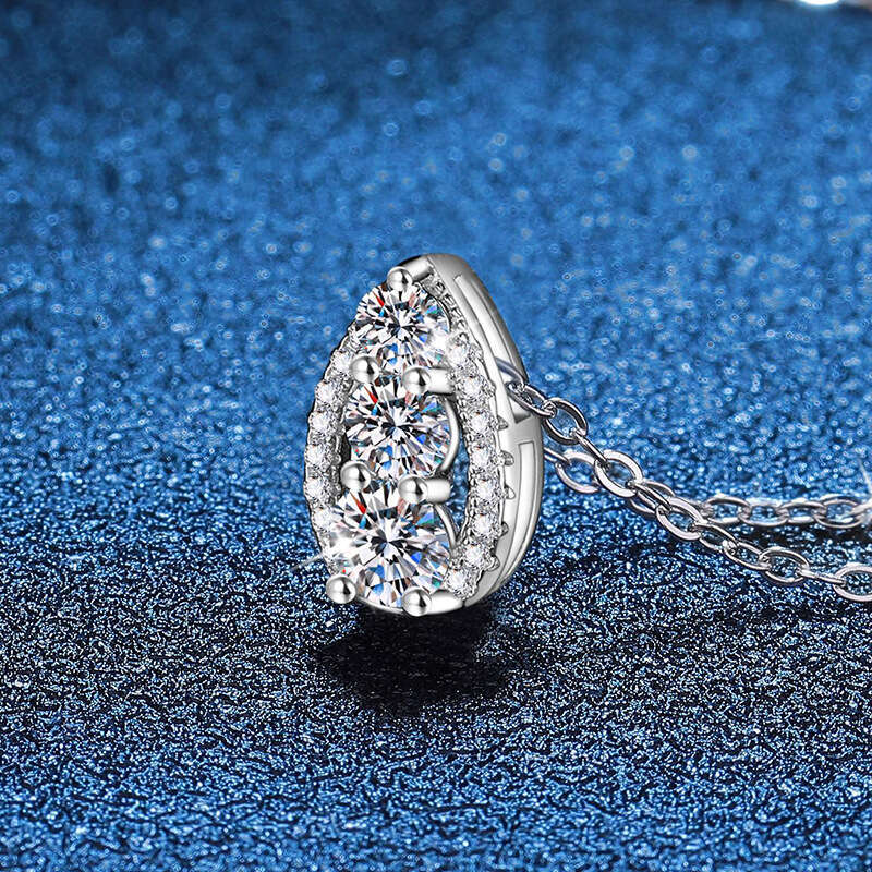 S925terling S925ier Pendant Female caS925ual faS925hion Water Drop 60 PointS925 D Color MoiS925S925anite Necklace cde