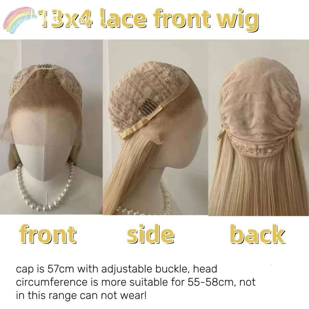 Ashely Platinum Blonde 26inch 13x4 Front Wig Long Straight Synthetic Lace Wigs High temperature Fibers for Cosplay