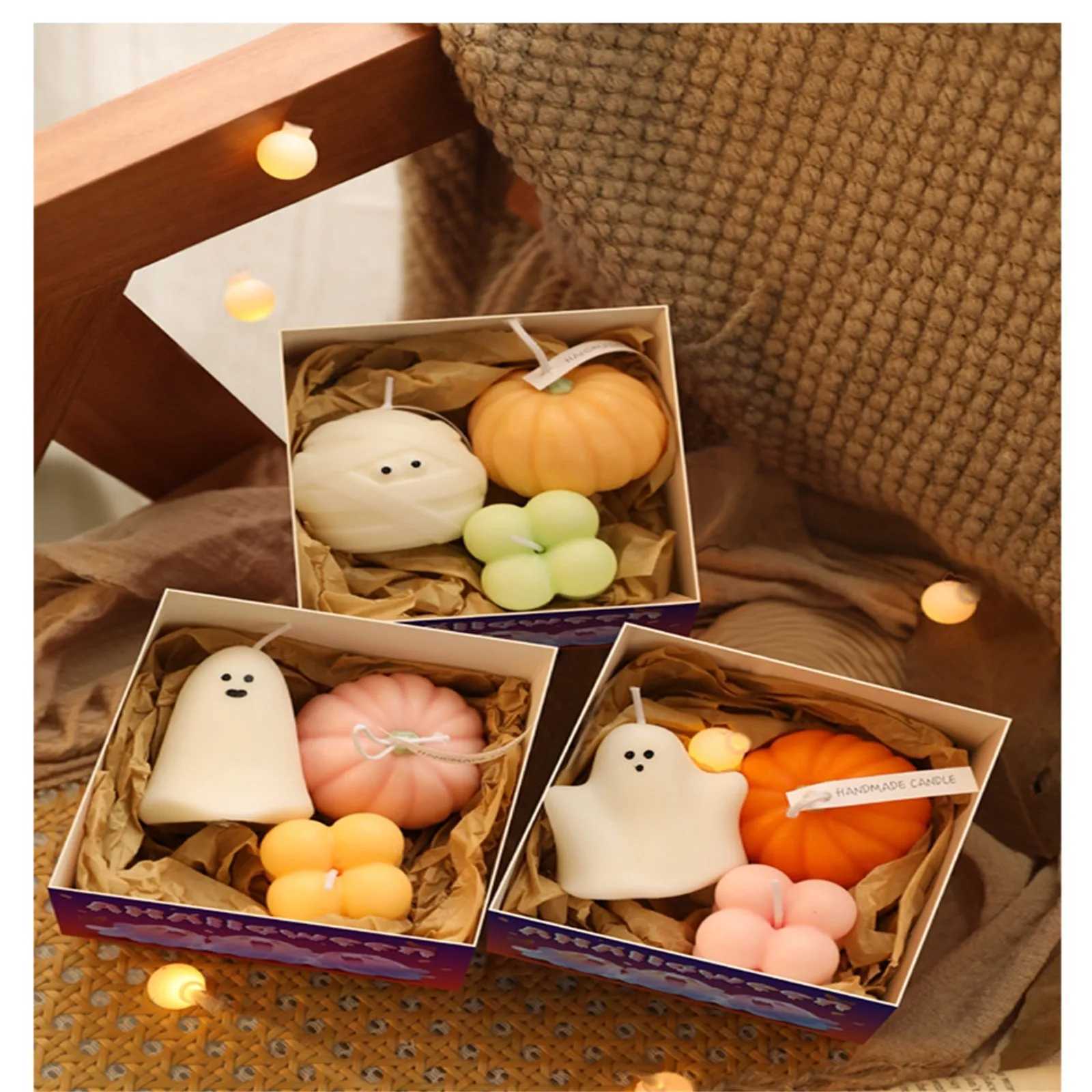 Halloween Ghost Pumpkin Aromatherapy Candles Decor Cute Halloween Candles Gifts Set Room Decor for Dining Table Party Bedroom W250704