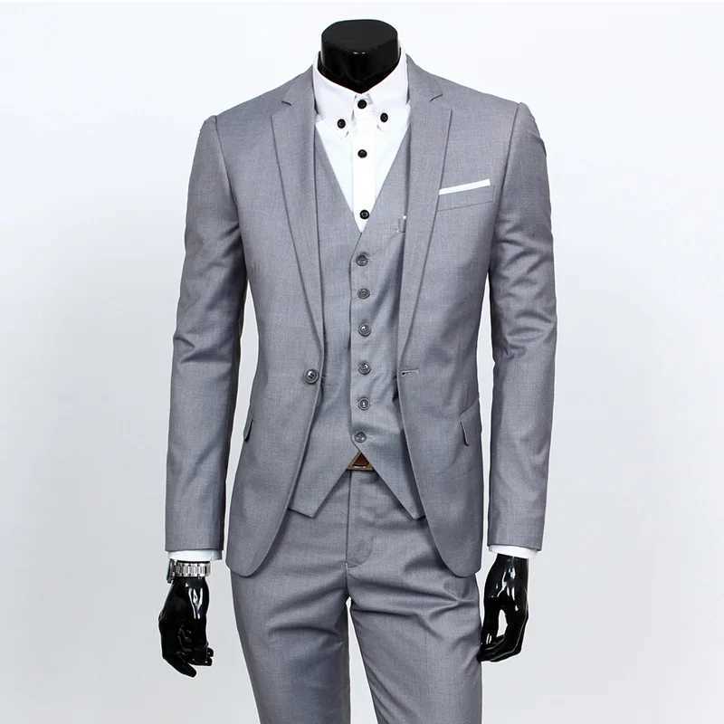 Spring Autumn New Fashion Mens Trendy Slim Business Solid Color 3 Piece Suits Sets Single Greasted Blazers Waistcoat Pants X250704