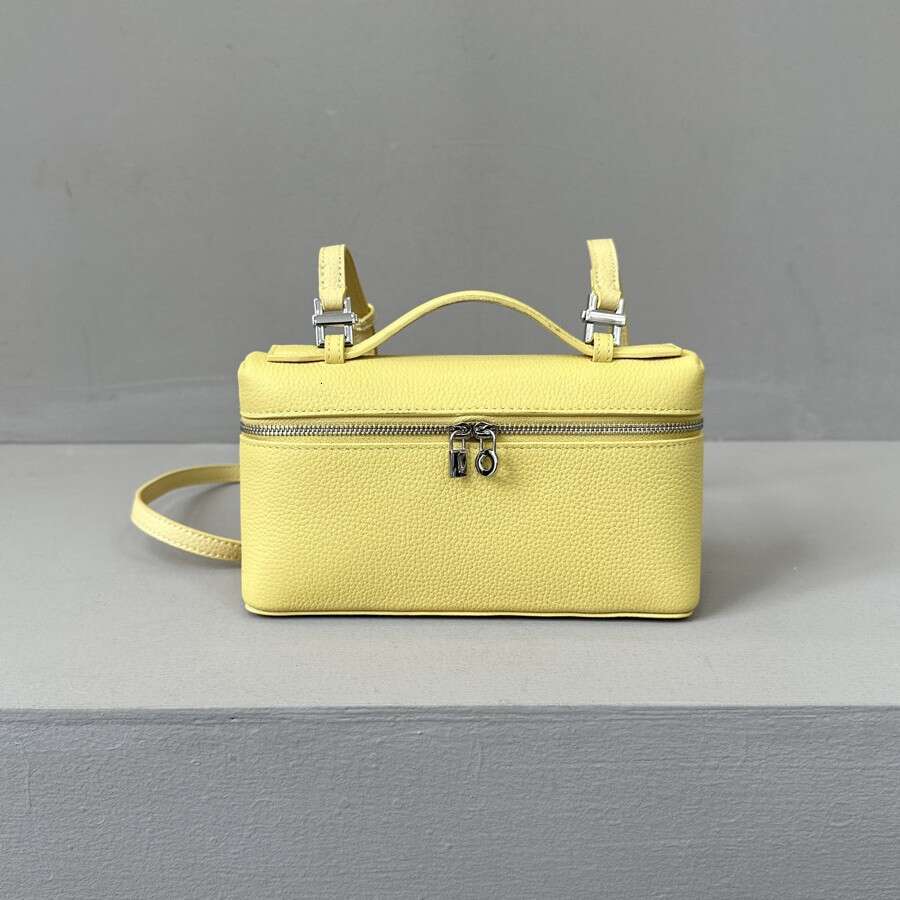 LP19 Lunch Box Piana Genuine Leather Women's Single Shoulder Crossbody Handbag Macaron Color Series Lychee Texture Makeup Bag