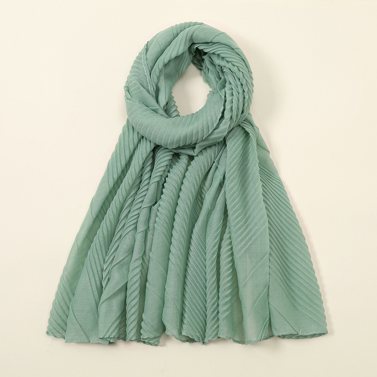 K1231 Summer new solid color cotton and linen large and small pleated scarf high quality solid color wrinkled headscarf
