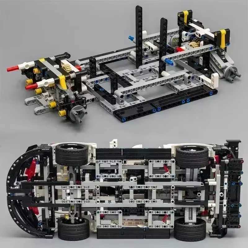 1580+Pcs 1 10 Assembled Building Blocks Rc Car Sports Racing Car Vehicle Electric Remote Control LED Lights Version Optional ToyR250703