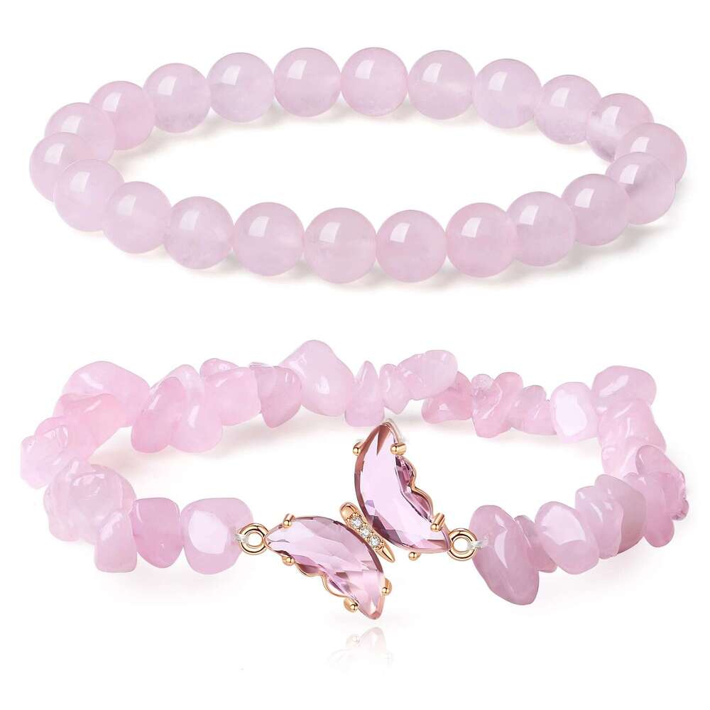 Designer New Fashion Simple Butterfly Accessories Natural Crystal Beaded Stone Bracelet Set