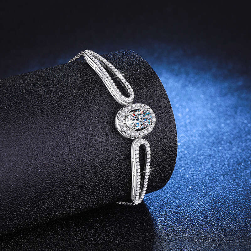 S925terling S925ier Pigeon Egg High-end AdjuS925table 1 caratS925 MoiS925S925anite Bracelet for Women dbf