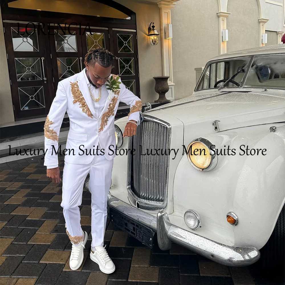 Leisure Crystal Ornaments Men Suits 2 Pieces Single Breasted Tuxedos Wedding Outfits Customized Blazer Pants zomerset heren X250704