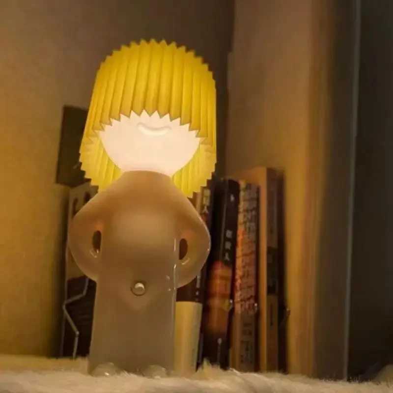 Claeted Naughty Boy Creative Table Lamp Unique LED Pleats Reading Lighting Bedroom Bedside Night Light Childrens GiftXJ250703