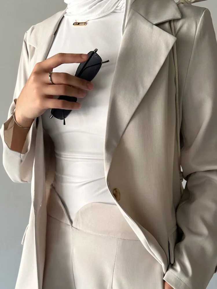 KWTX 2025 Spring Summer Womens Suit Set Multi Pocket Ribbon Blazer Pants Two Piece Office Chic Outfit Casual Elegant X250704
