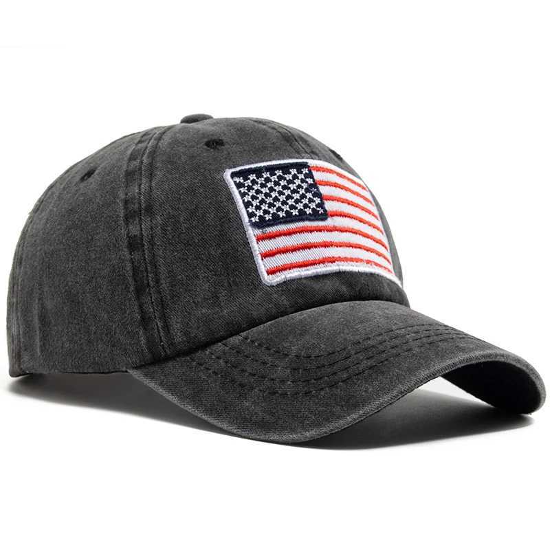 USA Flag Mens Baseball Cap Retro Embroidery Washed Cotton Dad Hats Fashion Wen Hip Hop Caps Summer Outdoor Sun Visor Hat X250704