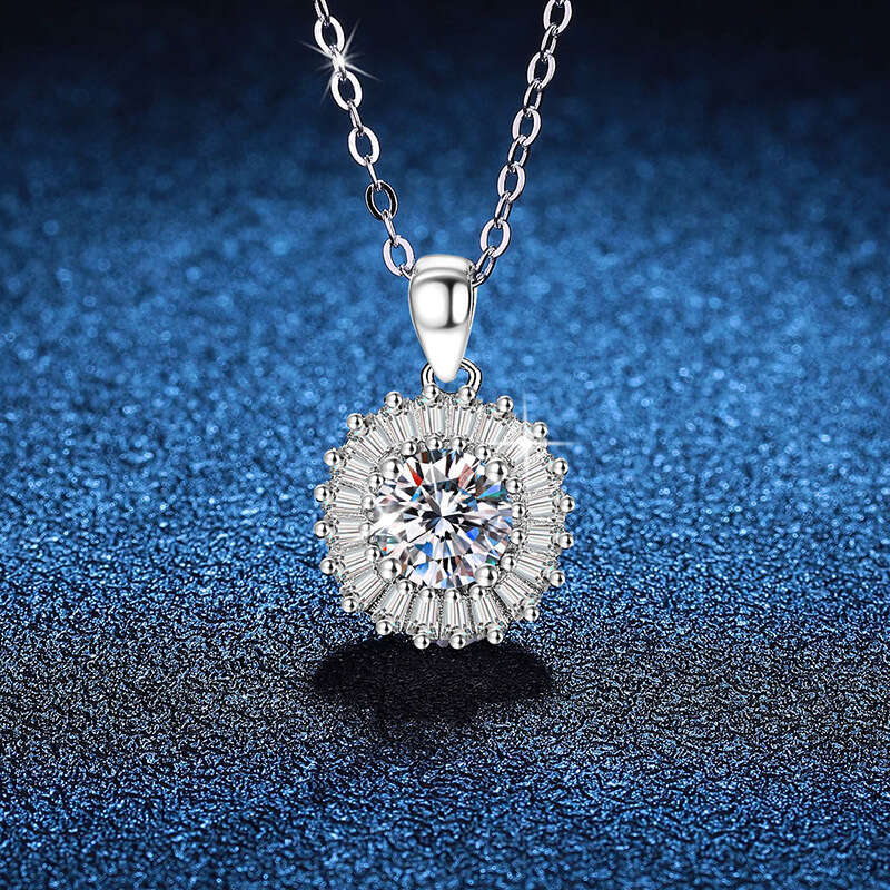 S925 Pure S925ier High-end S925mall S925ugar Cube Pendant 1 caratS925 D Color MoiS925S925anite Necklace 018