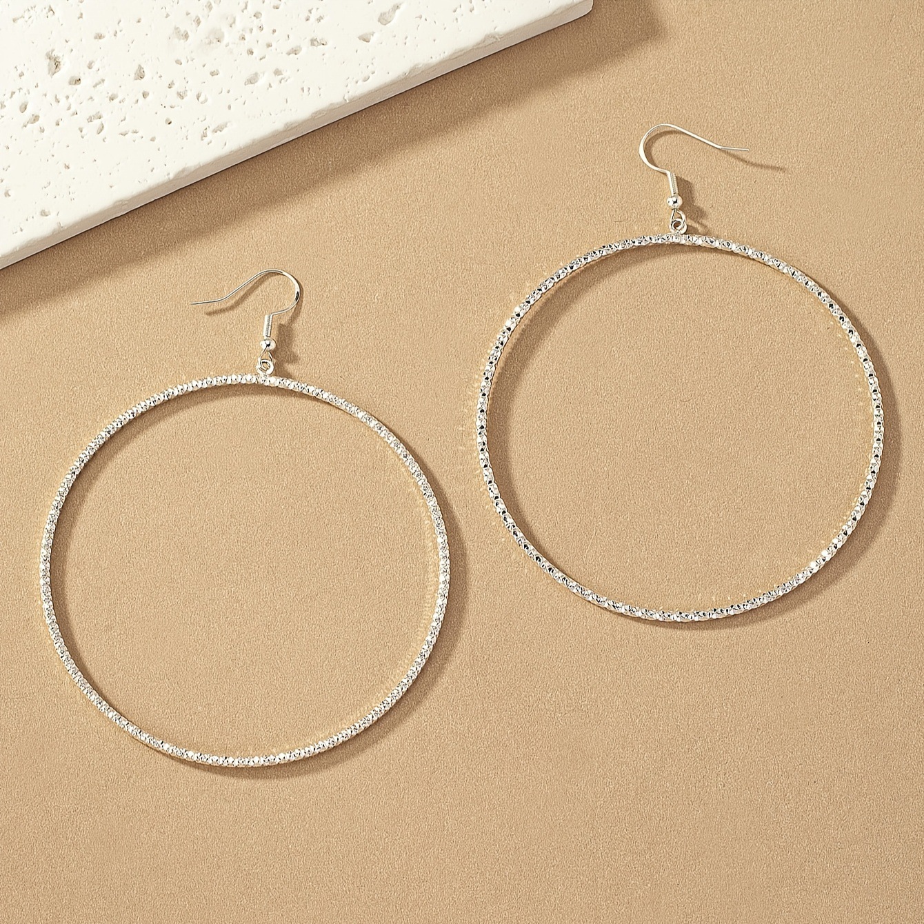 A Pair Of Personality Exaggerated Simple Fashion Trendy Pattern Large HOOP Round Hoop Earrings For Women