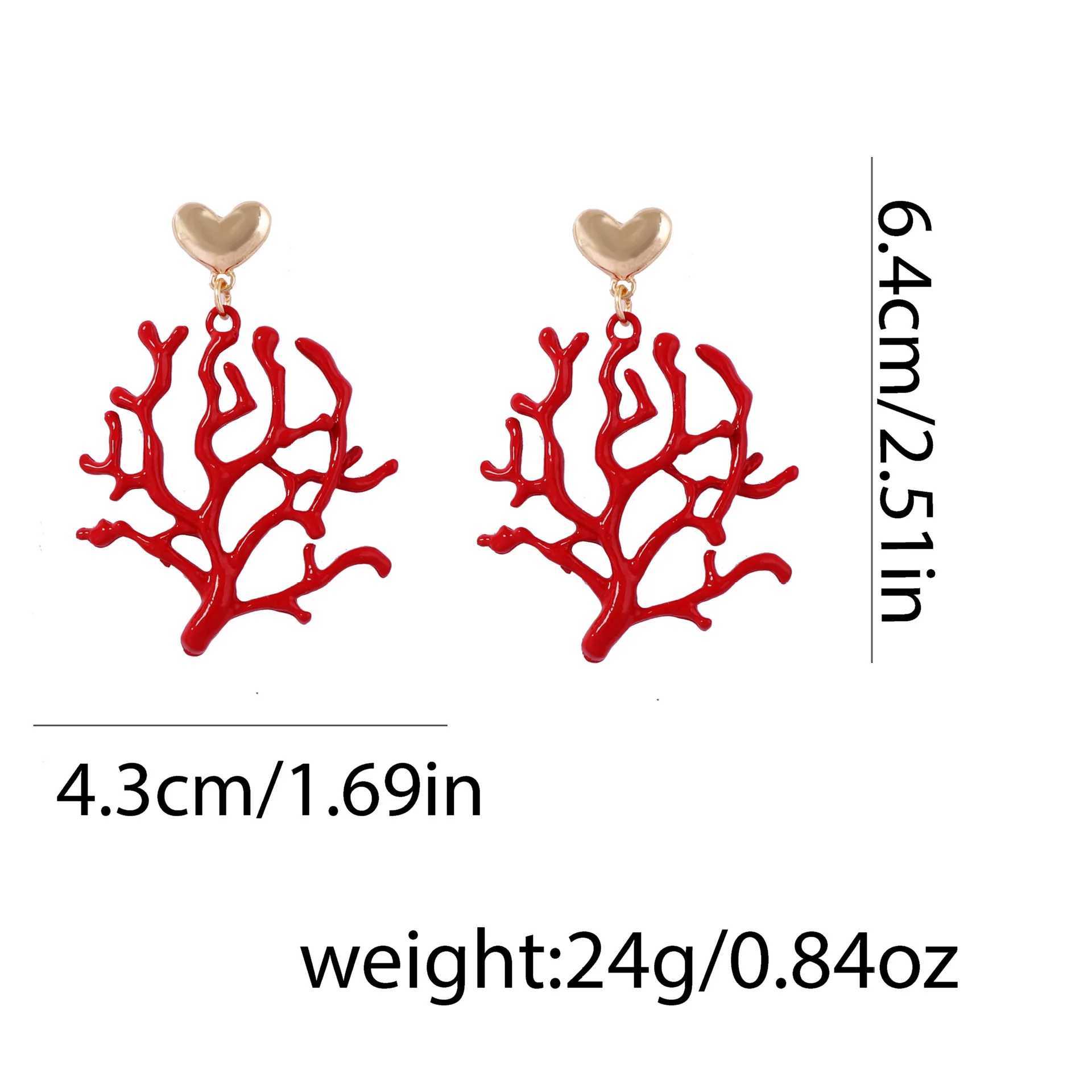 ZAA Alloy Coral Pendant Earrings for Women Holiday Y250704