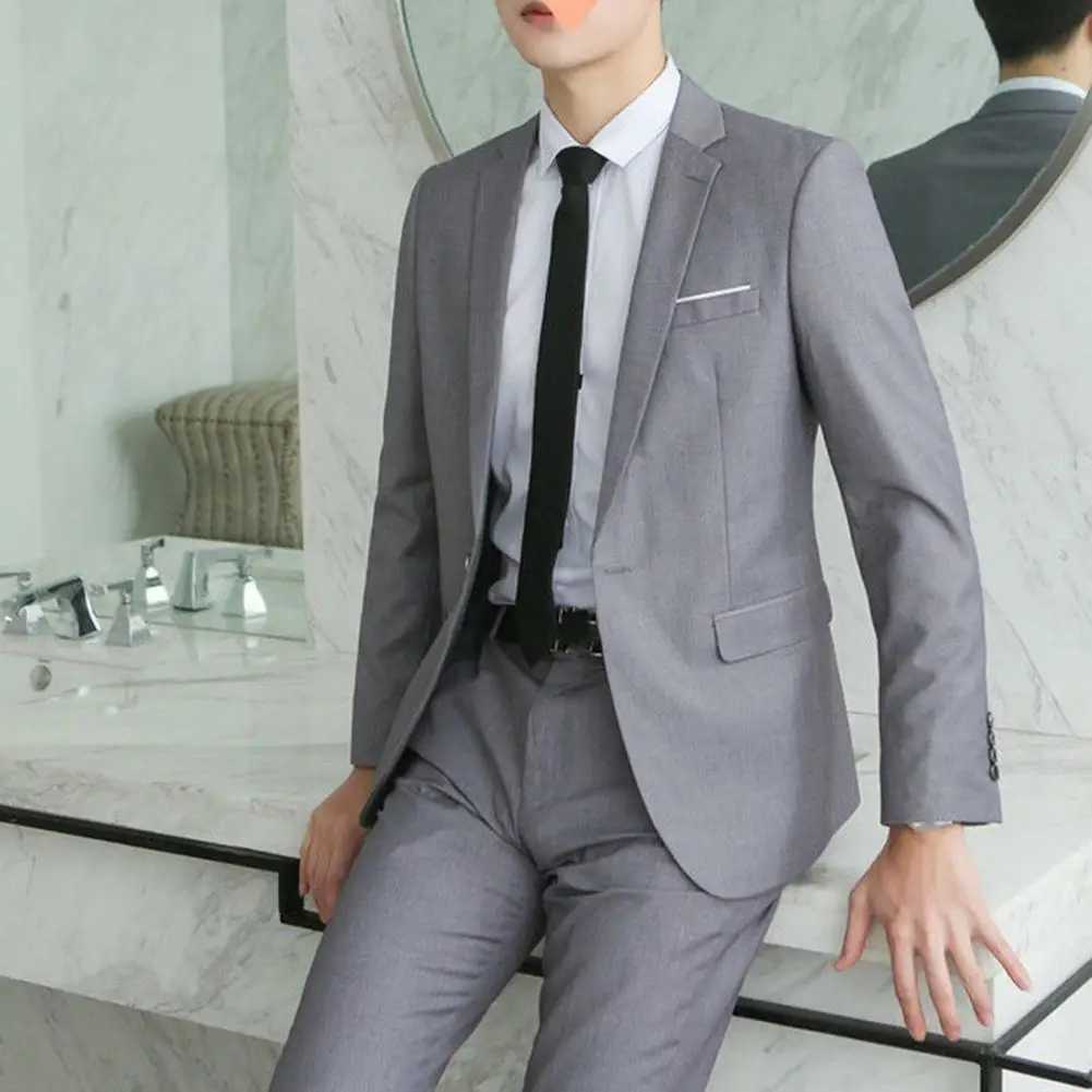 Oversize Men Suit Slim Notched Collar Pants Set Formal Groom Suit Set Workwear Straight Pants Business Suit Workwear X250704