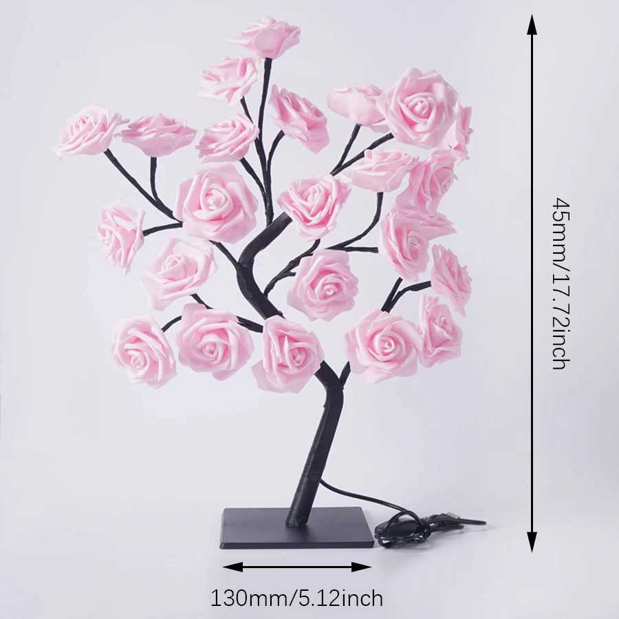 24 LED Rose Tree Lights USB Plug Table Lamp Fairy Flower Night Light For Home Party Christmas Wedding Bedroom Decoration GiftXJ250703