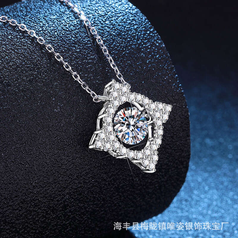 S925 Pure S925ier MoiS925S925anite S925parkling Clover Beating Heart Valentine'S925 Day Gift Necklace for Women b29