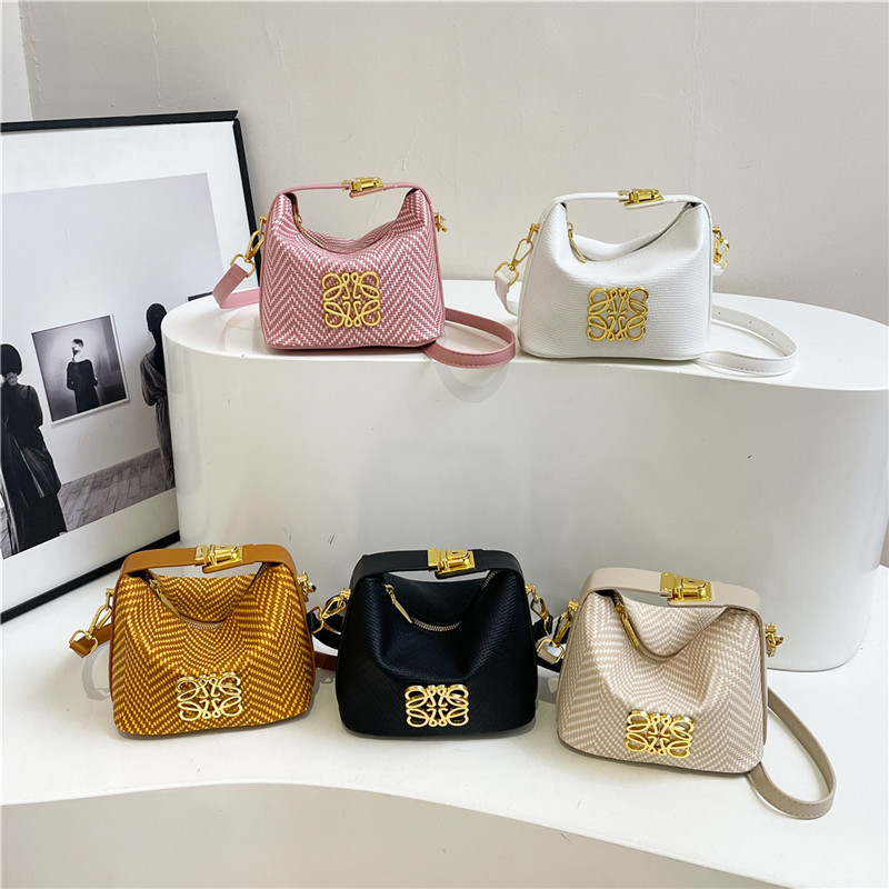 Elegant Simple Versatile Women's Bag-Solid Color Buckle Closure Shoulder Crossbody Handheld Purse