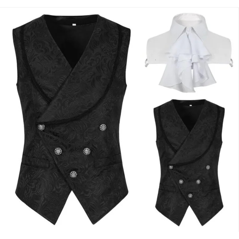 Mens Medieval Waistcoat Cosplay Costume Steampunk Jacket Vest Coat Victorian Ghost Gothic Blazer Suits Dress Up Tops 250704