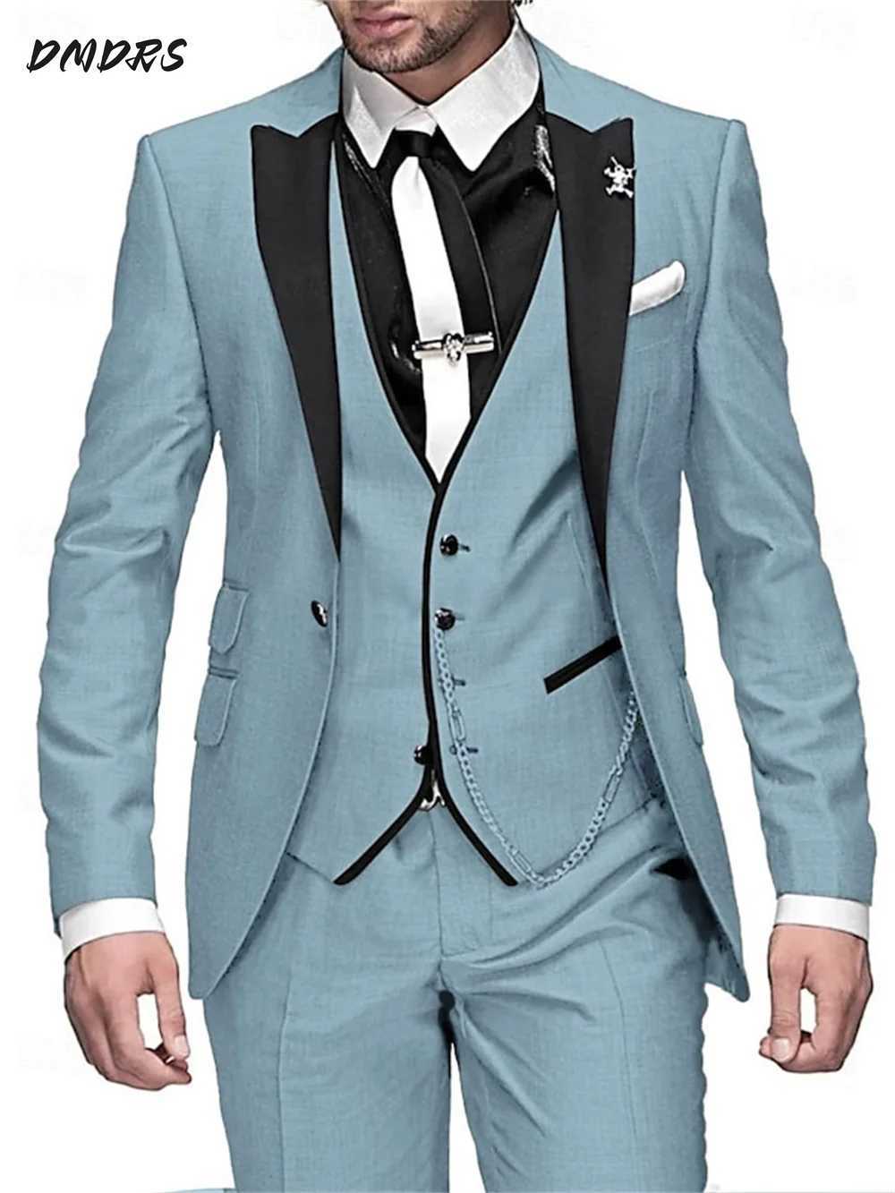 Elegant Mens Suit Pants Vest Three Piece Set Casual Western-style Men Suit Three-piece Set Business Attire For Men Fashionable X250704