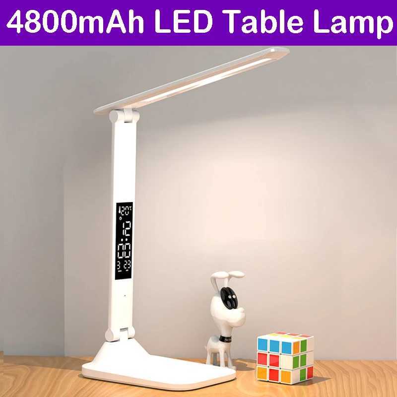 Foldable LED Table Lamp Reading Eye Protection 3 Color Stepless Dimmable Time Date Temperature USB Charge Touch LED Night Light XJ250703