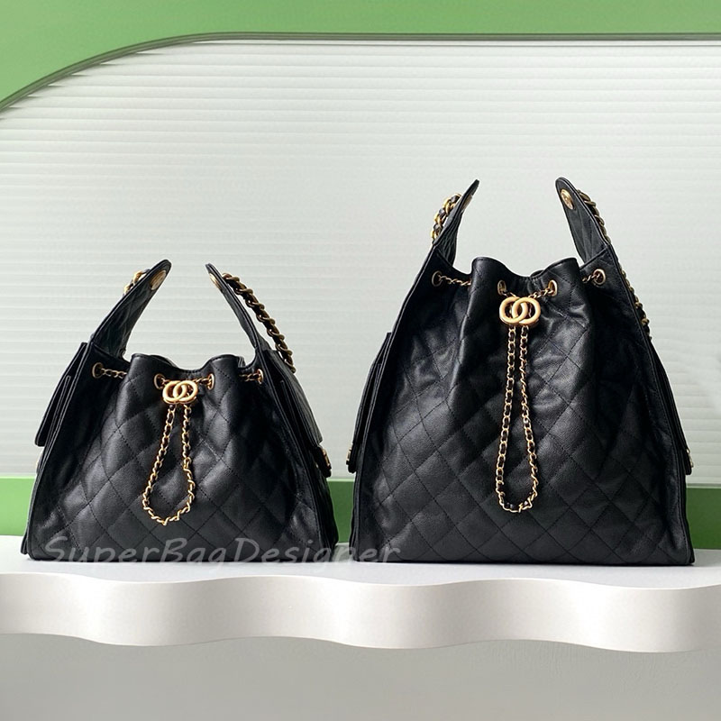 10A Highest quality Designer 25Bag 25C hobo bag Luxury handbag denim caviar suede import italian leather shoulder bag chain Bucket Purse inside pockets Drawstring