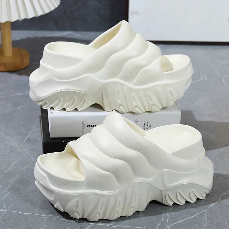 7cm Thick Bottom Slippers for Women Summer Garden Mules Clogs White Chunky Platform Shoes 10 cm High Heel Beach Slides W250704