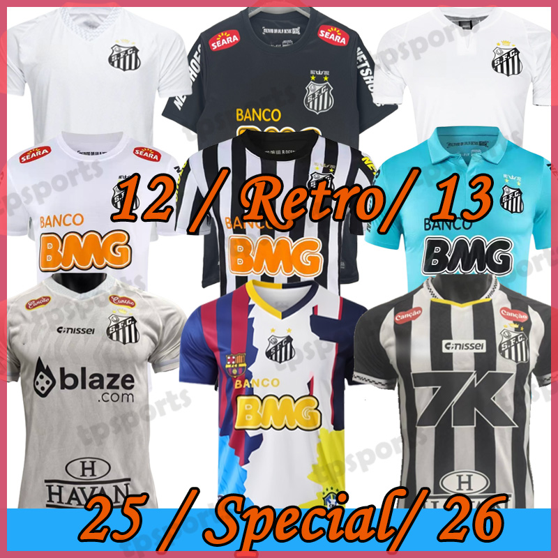 Santos 2025 NEYMAR JR Retro Soccer Jerseys 2012/13 GUILHERME SOARES THACIANO LEO GODOY VERON W.BIGODE FURCH PELE Vintage Classic men kids kits special football shirt
