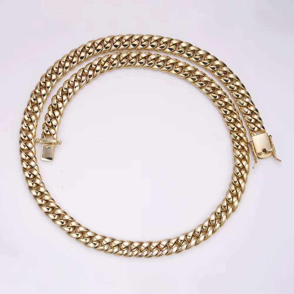Hip Hop Miami 925 Sterling Silver 14K 18K Real Gold Plated High Polishing 6mm 8mm Cuban Link Chian Necklace for Men