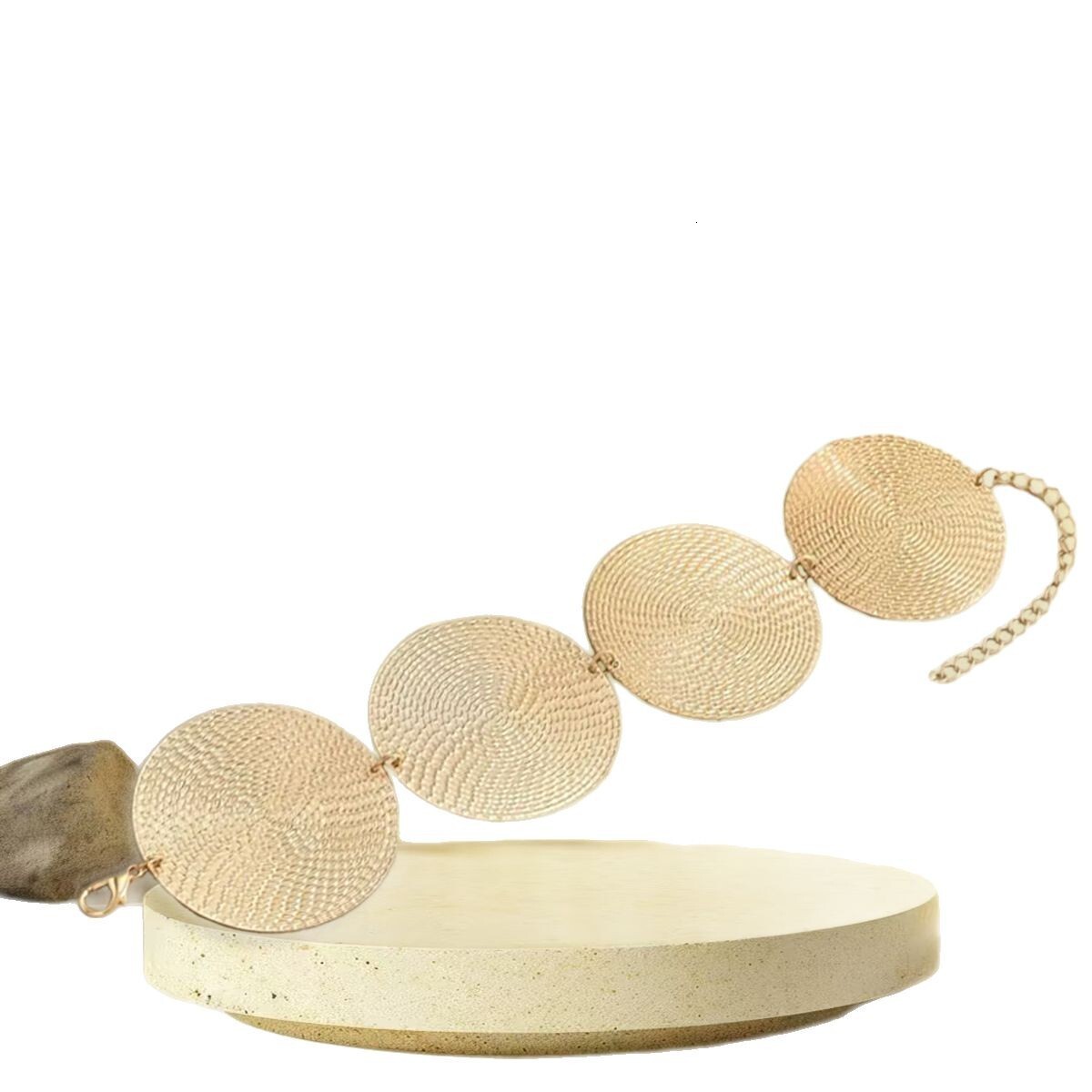 Hammered Texture Geometric Round Patchwork Bracelet Fashion High-end Trendy Unique Women's Accessory