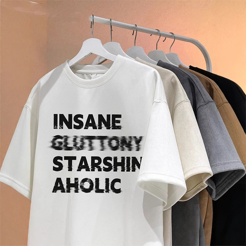 American Heavyweight Letter Print Round Neck Short Sleeve Designer Short Sleeves T-shirt For Men 2025 Summer Thin Trendy Brand Cool Half Sleeve Tee