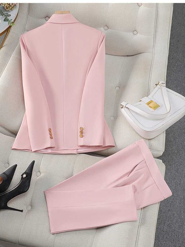 ZJYT Elegant Womens Double Breasted Blazer Pants Set Spring Autumn Fashion Office Work Outfit Lady Matching Set Trousers Jacket X250704
