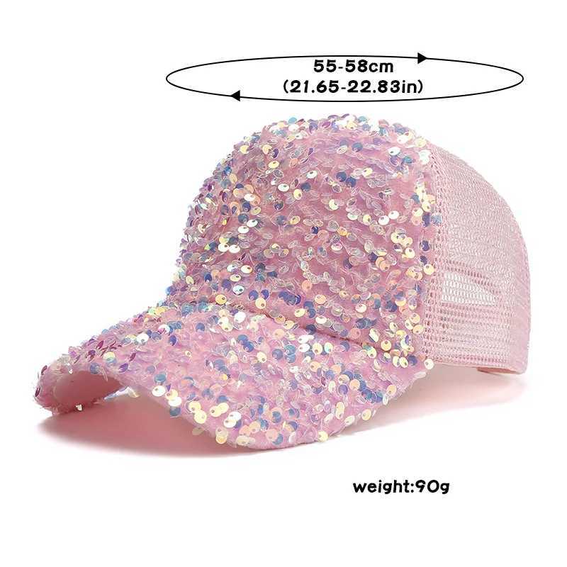 Shiny Sequins Baseball Hat For Wen Summer Mesh Duck Tongue Caps Breathable Sunshade Visors Korean Girl Peaked Cap y2k X250704