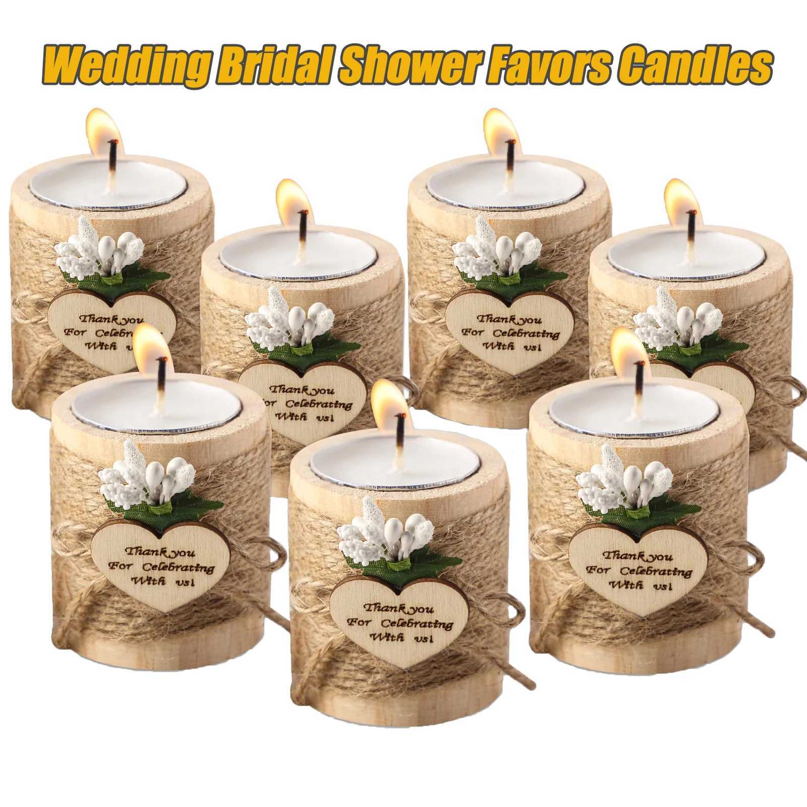 10-50Pcs Wedding Candles Favors for Guests Gift Wood Tealight Candle Holder Bulk Bridal Shower Tealight Holder Thank You Gifts W250704