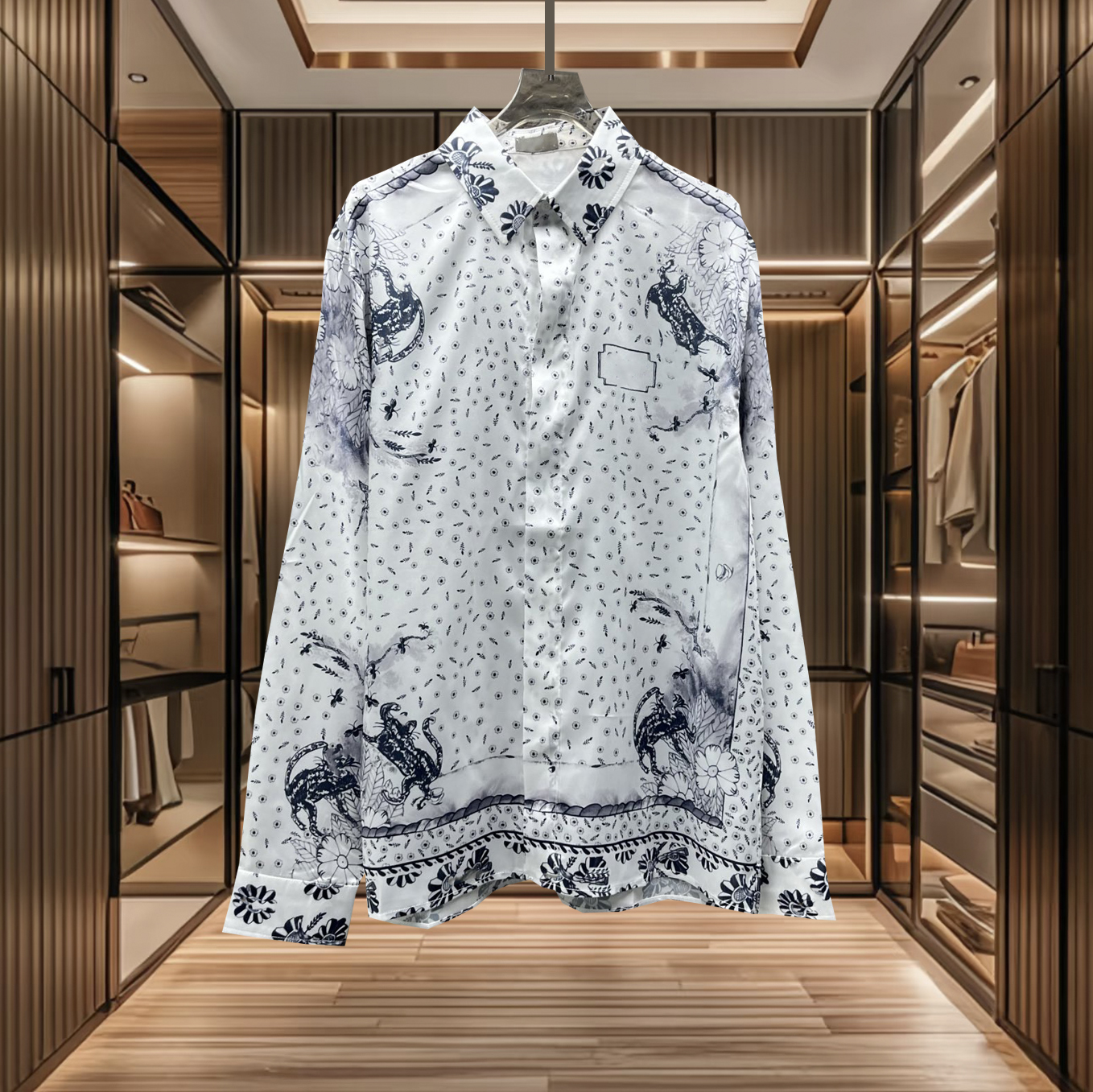 High quality women's shirt designer long sleeved shirt men's casual floral shirt classic style plus size top animal floral logo