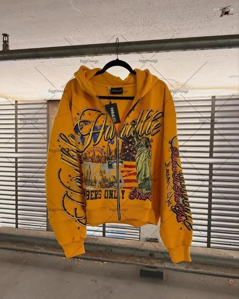 Men's Hoodies American Retro Letter Casual Loose Zipper Hoodie Men Street Hip-hop Fashion Harajuku Oversized Sweatshirt Women