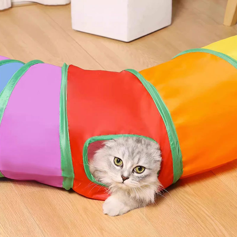 Cat RainbowTunnel Tube, Foldable Cat Toys, Cat Training, Fun Interactive Toys, Puppy Black Tunnel, Pet Supplies, Cat Tunnel Toy