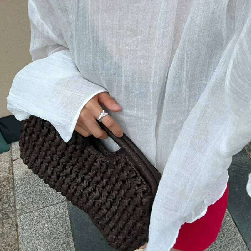 Ladies Chain Woven Handbag Straw Shoulder Fashionable Raffia Crossbody Beach Summer New Versatile Women's Bag