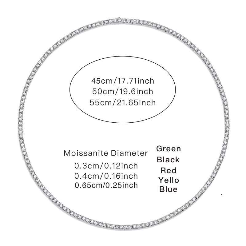 2.0mm~6.5mm Moissanite Necklace Tennis Chain 925 Sterling Silver 18K Gold Plated Gift for Women Moissanite Necklace Jewelry