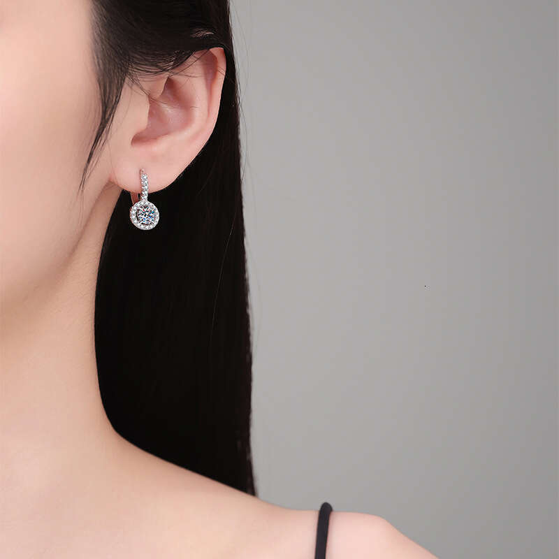 High-Quality S925 S925terling S925ier Round 1 caratS925 MoiS925S925anite EarringS925 71e