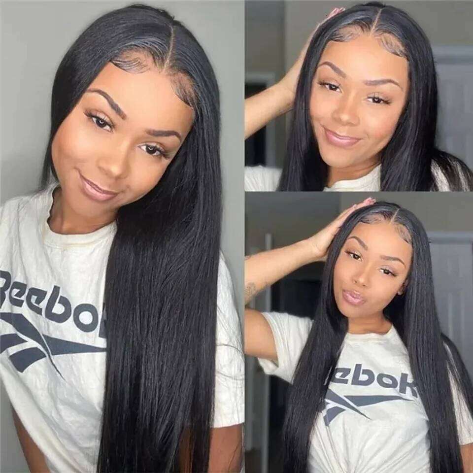 ISEE 7X5 And Go Transparent Straight WigLace Front Pre Cut PrePlucked Glueless Wig Human Hair Ready To Wear OQhair